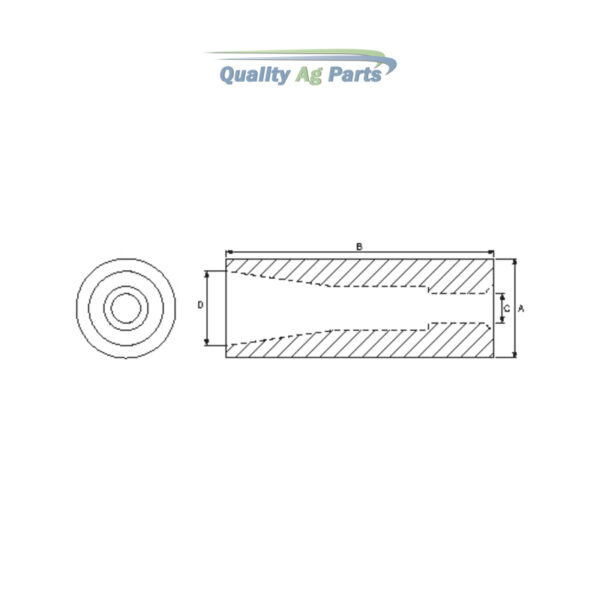 Loader Tine Bush - Ø40 x 105mm (Conus 1)   To fit as: KK221092 - Image 2