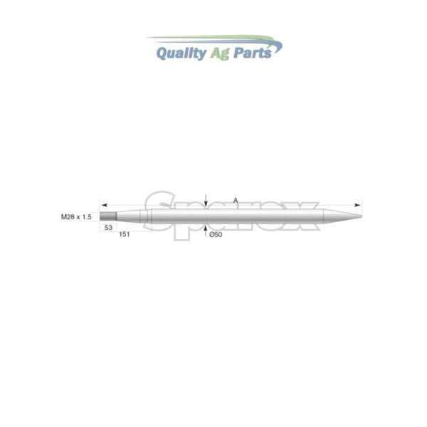 Loader Tine - Straight 815mm, Thread size: M28 x 1.5 (Round)   To fit as: 1000825 - Image 4