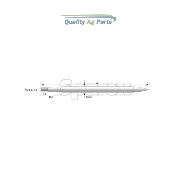 Loader Tine - Straight 970mm, Thread size: M28 x 1.5 (Round)   To fit as: 1000827 - Image 4