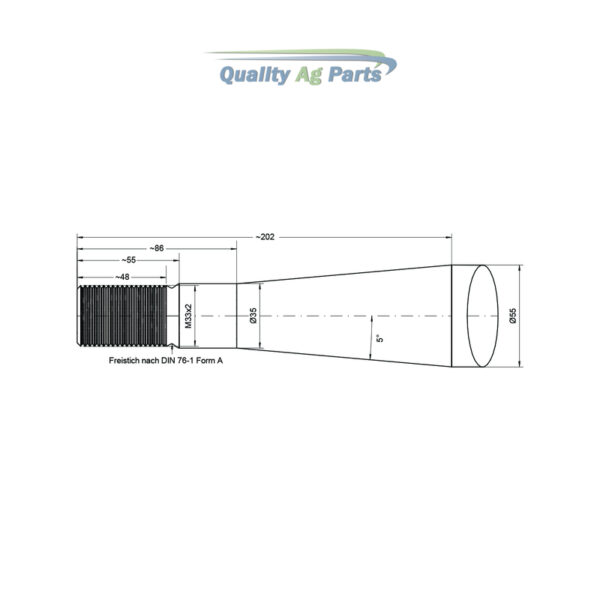 Loader Tine - Straight 1,140mm, Thread size: M33 x 2.0 (Square)   To fit as: 241127 - Image 2