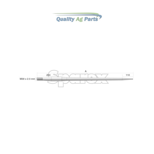 Loader Tine - Straight 810mm, Thread size: M30 x 2.0 (Square)   To fit as: KK241160M30 - Image 4