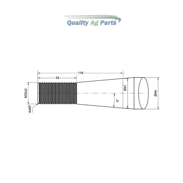 Loader Tine - Straight 980mm, Thread size: M30 x 2.0 (Square)   To fit as: KK241161M30 - Image 3