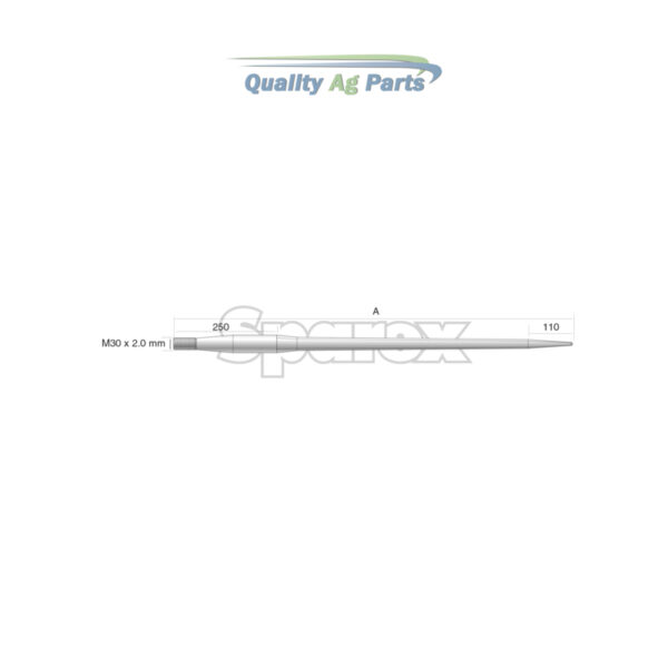 Loader Tine - Straight 980mm, Thread size: M30 x 2.0 (Square)   To fit as: KK241161M30 - Image 5