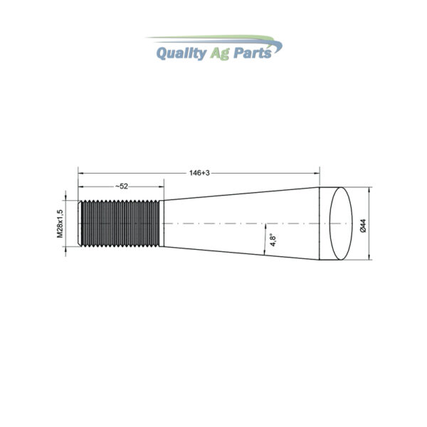 Loader Tine - Straight 1,400mm, Thread size: M28 x 1.5 (Square)   To fit as: KK241163 - Image 2