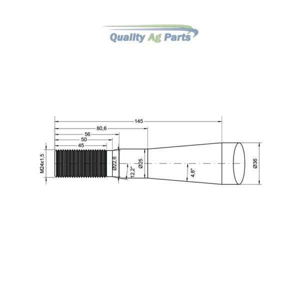 Loader Tine - Straight 810mm, Thread size: M24 x 1.5 (Square)   To fit as: KK221189 - Image 2